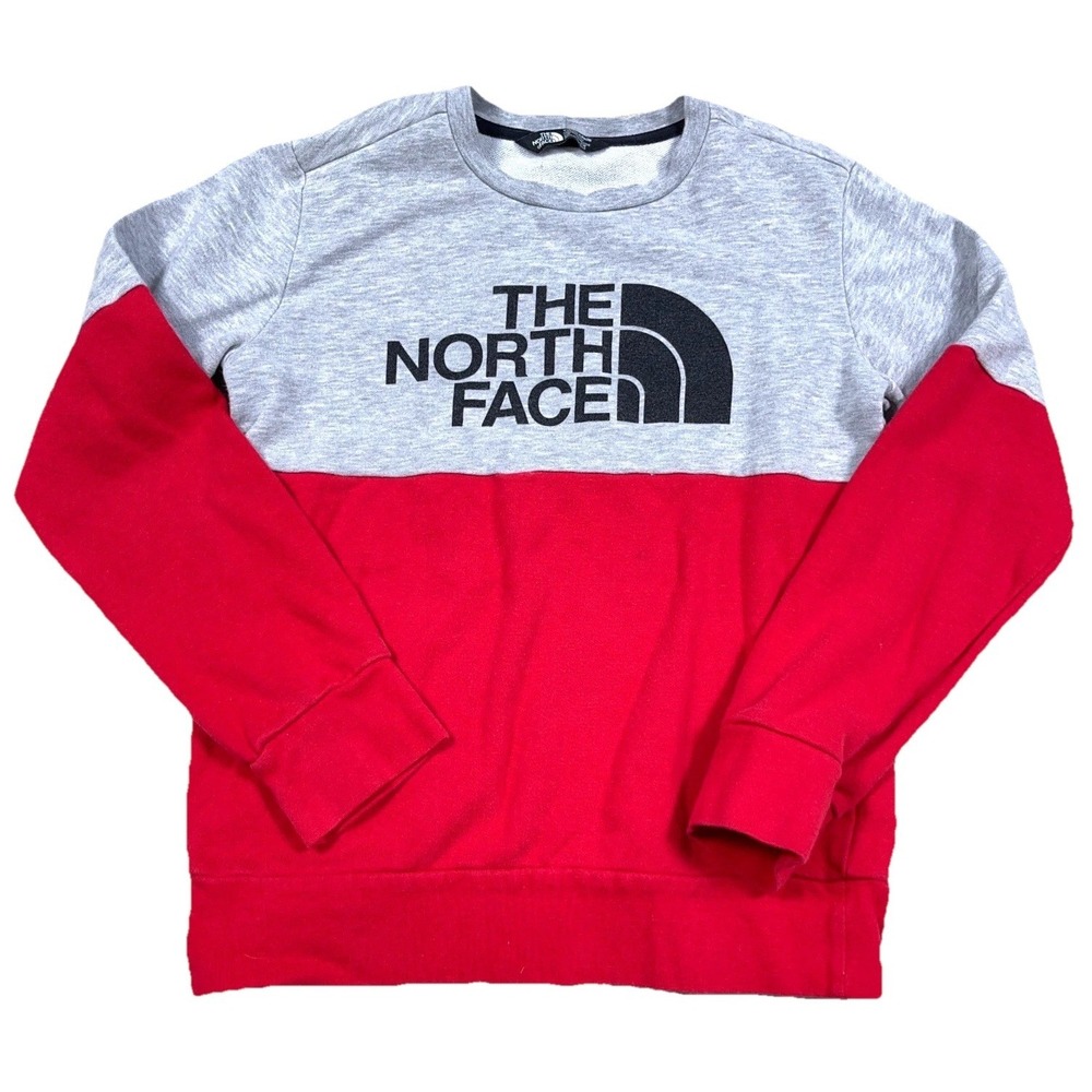 The North Face Sweatshirt Boys Small Red Gray Crewneck Sweater Youth Kids